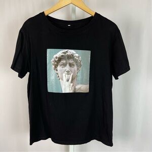 Shein Medium Printed Art EXPLICIT Graphic Tee Statue Humor Dirty Funny Joke